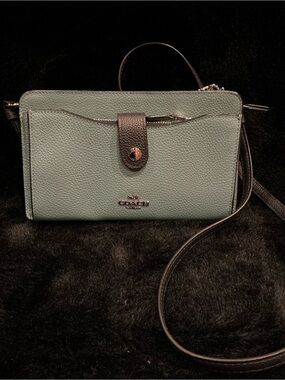Coach Pop-Up Messenger Pebbled Leather Crossbody Walket in Sage Green